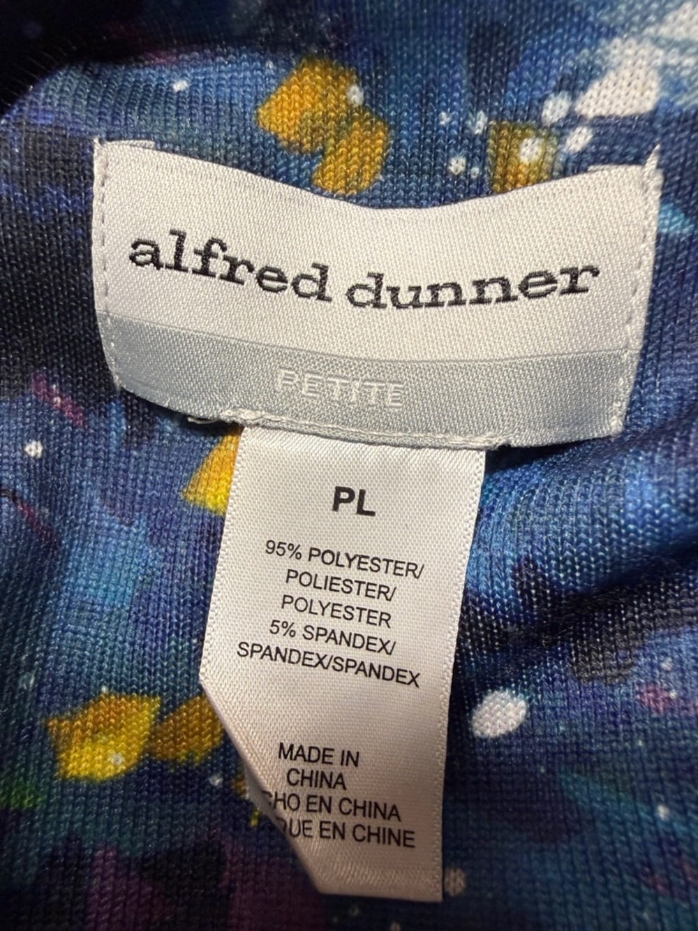 Alfred Dunner Women's Petite Starry Night Tree Top Navy/Green Size Petite Large - Picture 6 of 14